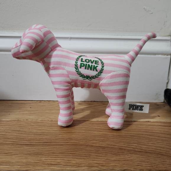 PINK Victoria's Secret Other - EUC Victoria's Secret PINK Love Pink Dog Plush Pink White Stripped Collectible